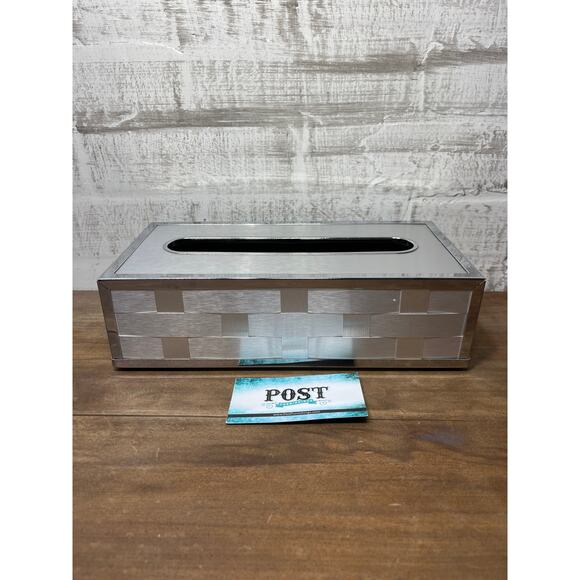 Vintage Mid Century Silver Chrome Tissue Box MCM Made in USA Modern - Picture 1 of 6